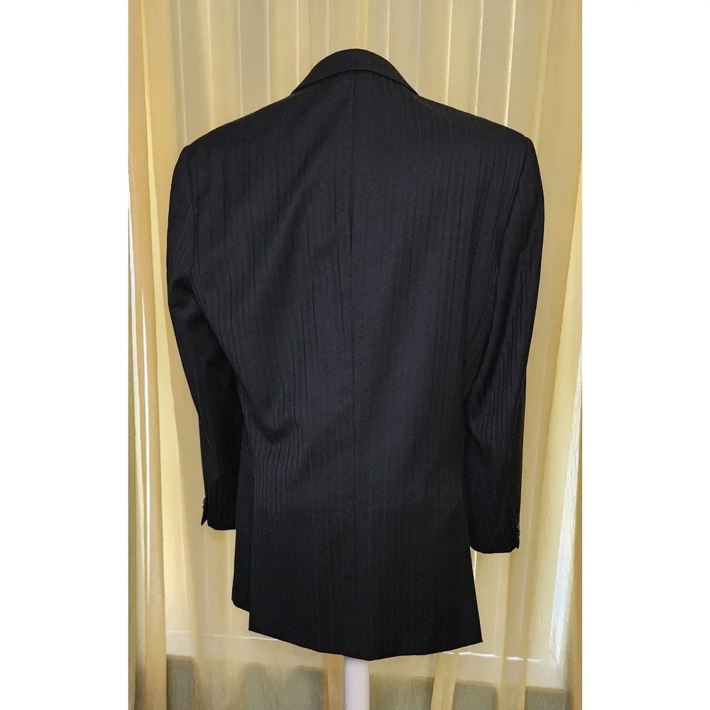 Tiglio Super 150's Wool Suit blazer 40R‎ 3 Button Black Jacket businessman